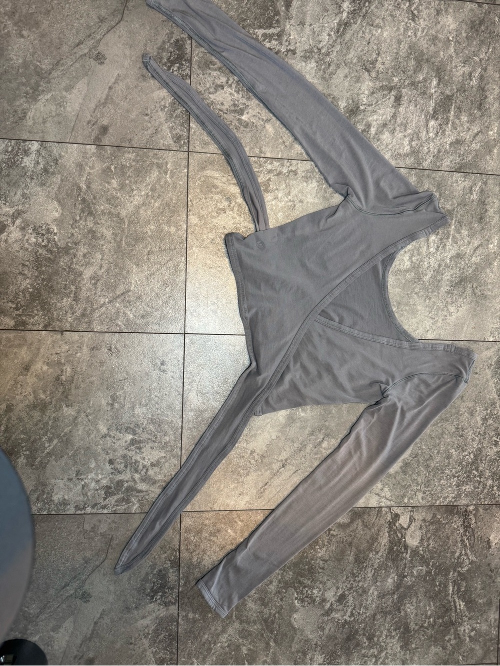 lululemon athletica long sleeve wrap top in gray